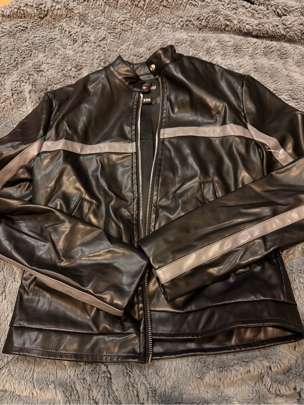 Tiger mist black leather  motorcycle jacket  sz xxs preowned